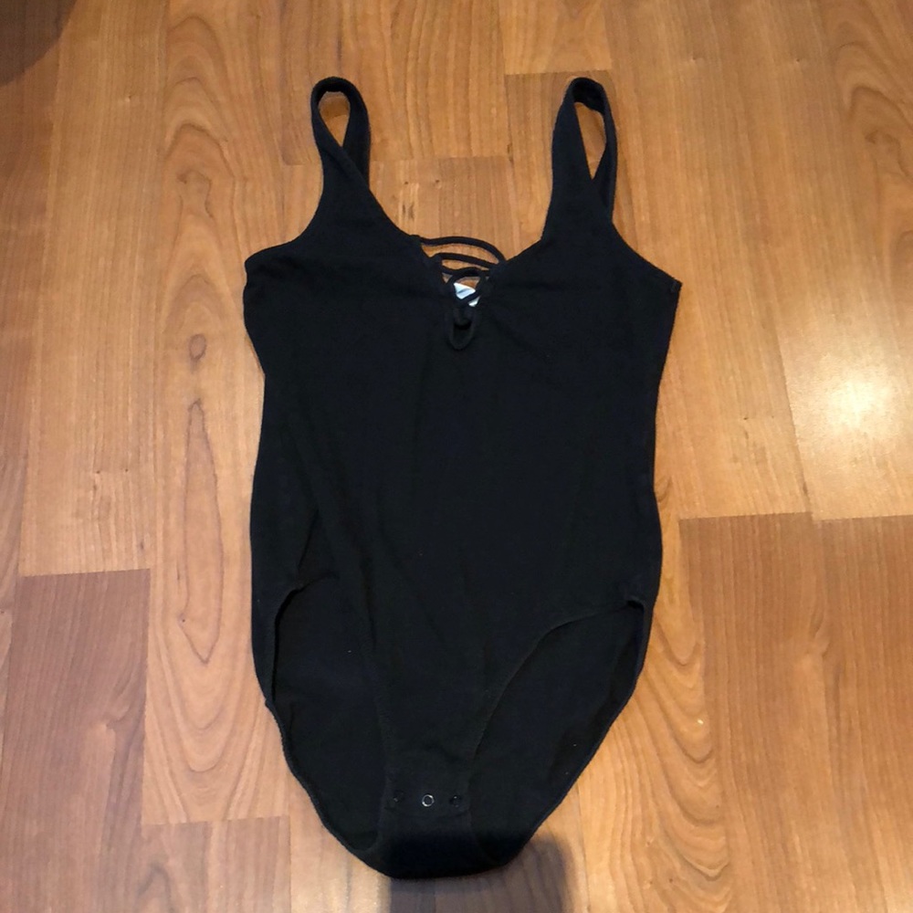 H&M black lace up body suit